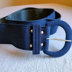 Vintage Dark Blue Fabric Covered Belt